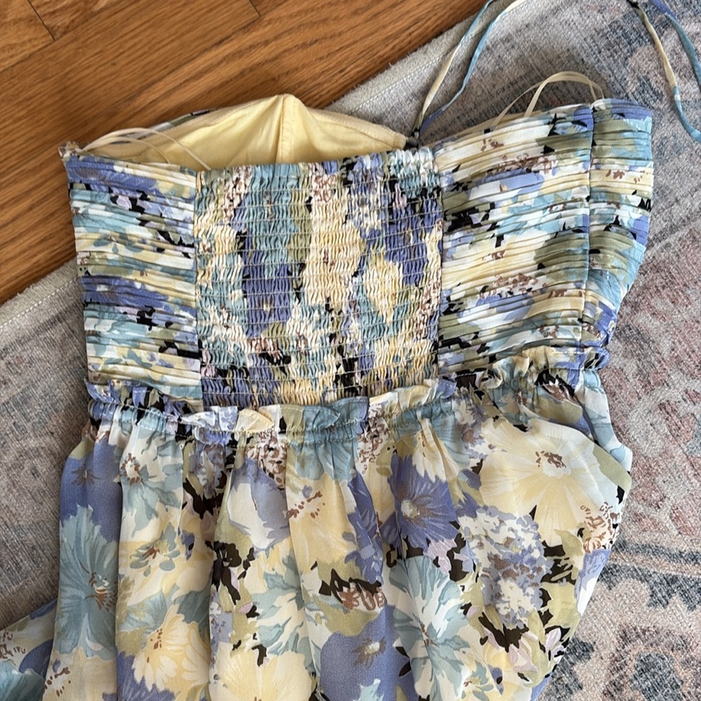 ASTR the Label Floral Midi Dress - Blue and Yellow - Picture 5 of 5